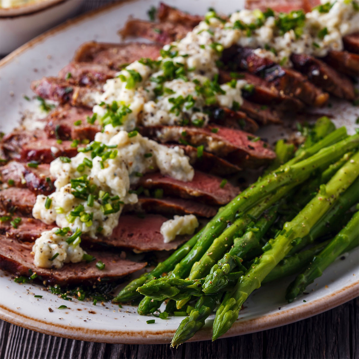 Beef Tenderloin Steaks with Porter Reduction and Blue Cheese