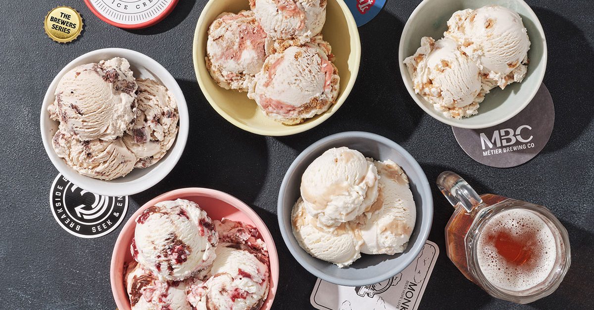 beer flavored ice cream scoops and beer