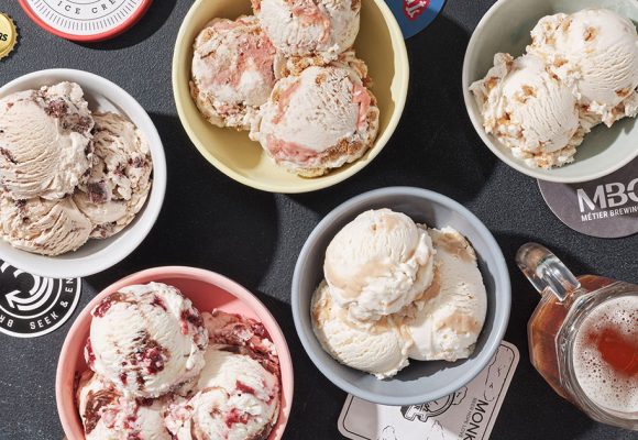 beer flavored ice cream scoops and beer