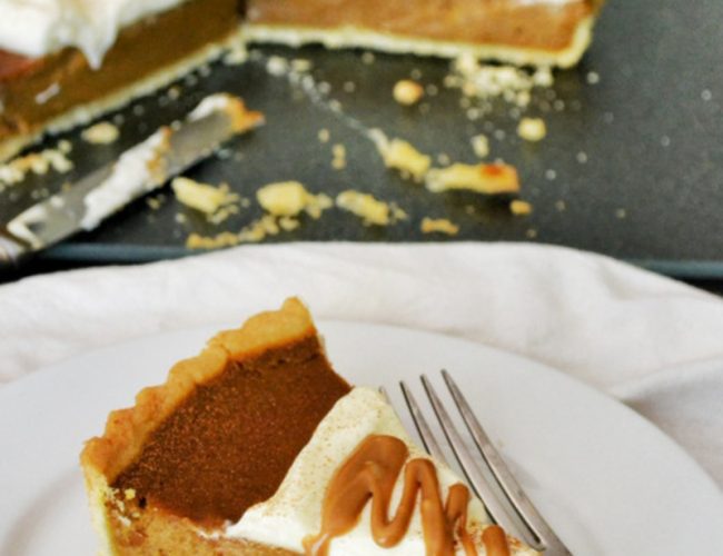 Lakefront Pumpkin Lager Pie with Chocolate-Caramel Sauce